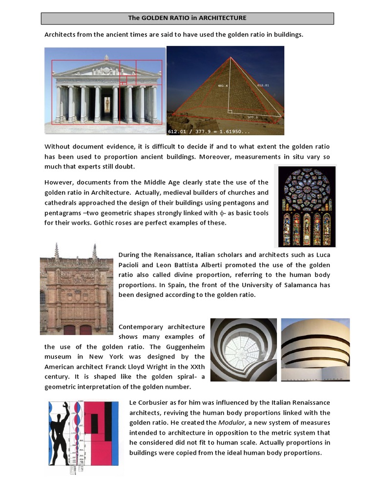 The Golden Ratio in Architecture | PDF | Art Media