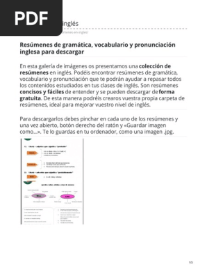 Resumenes En Ingles Resumenes De Gramatica Vocabulario Y Pronunciacion Inglesa Para Descargar