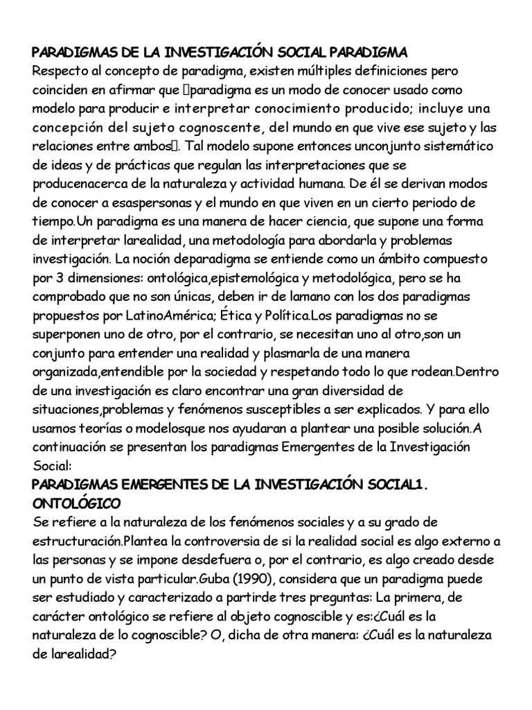 Paradigmas de La Investigación Social | PDF | Paradigma | Conocimiento