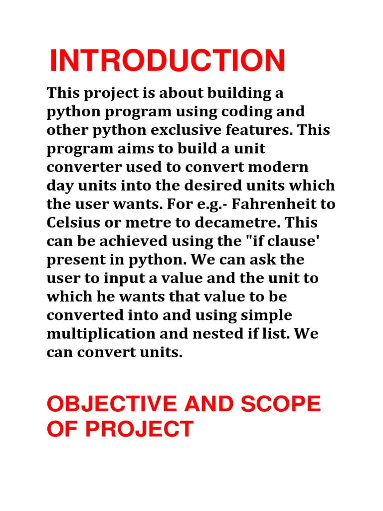 Python Unit Converter Project Guide | PDF | Business | Computers