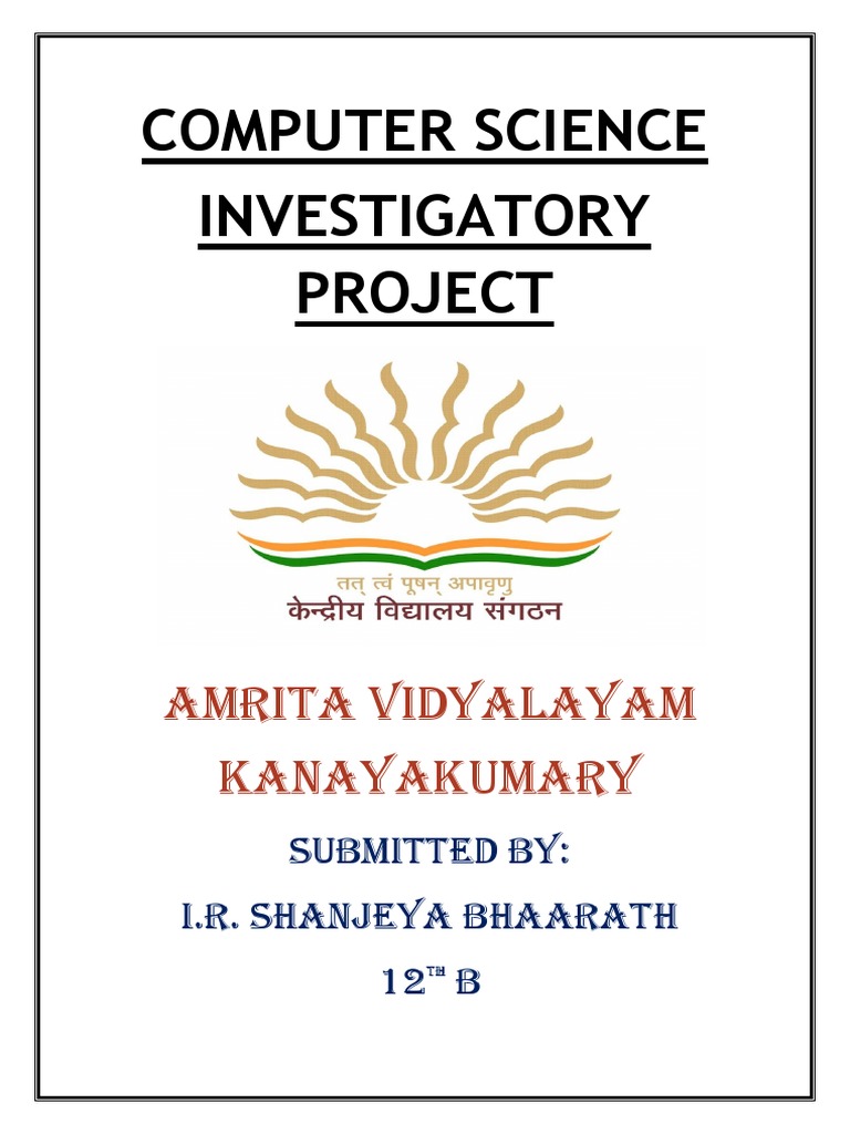 Computer Science Investigatory Project | PDF | C++ | Computer Program