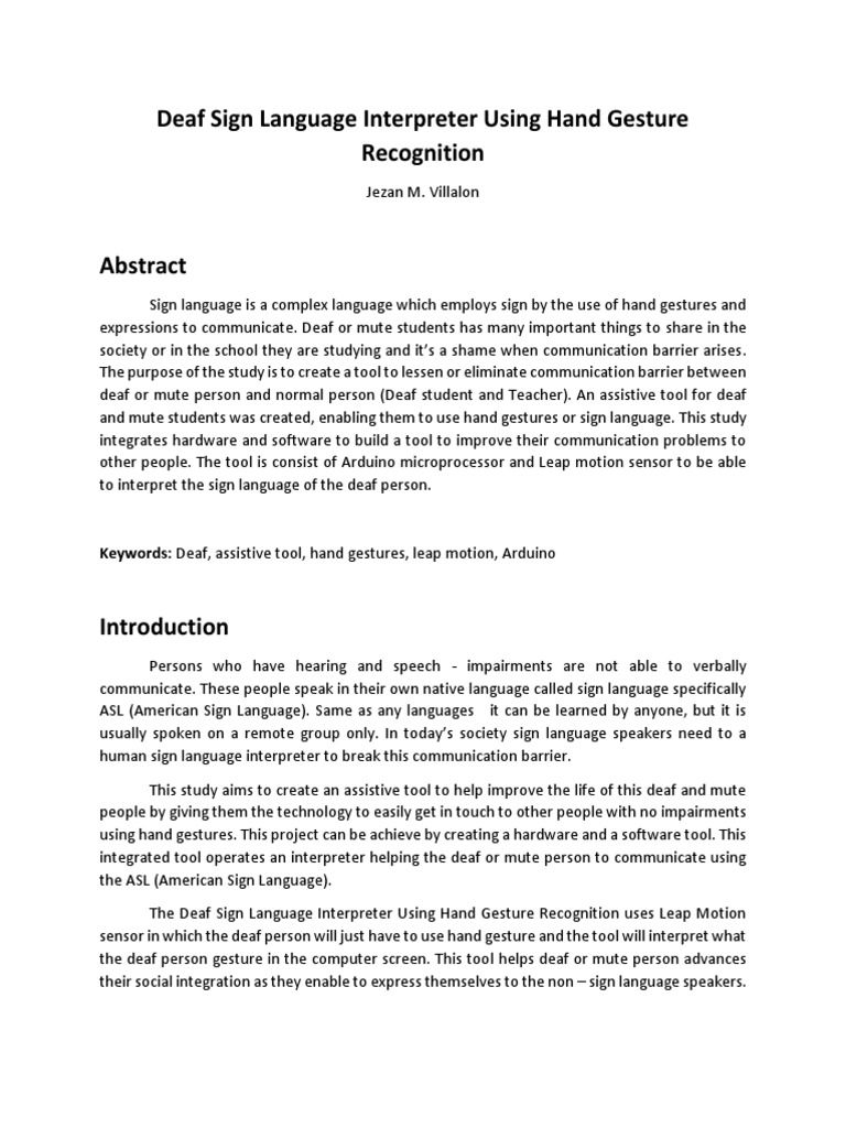 Deaf Sign Language Interpreter Tool | PDF | Sign Language | Hearing Loss