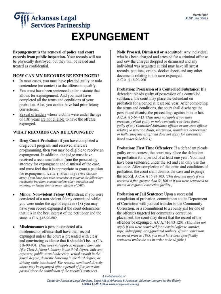 Arkansas Expungement Guide 2012 | PDF | Probation | Felony