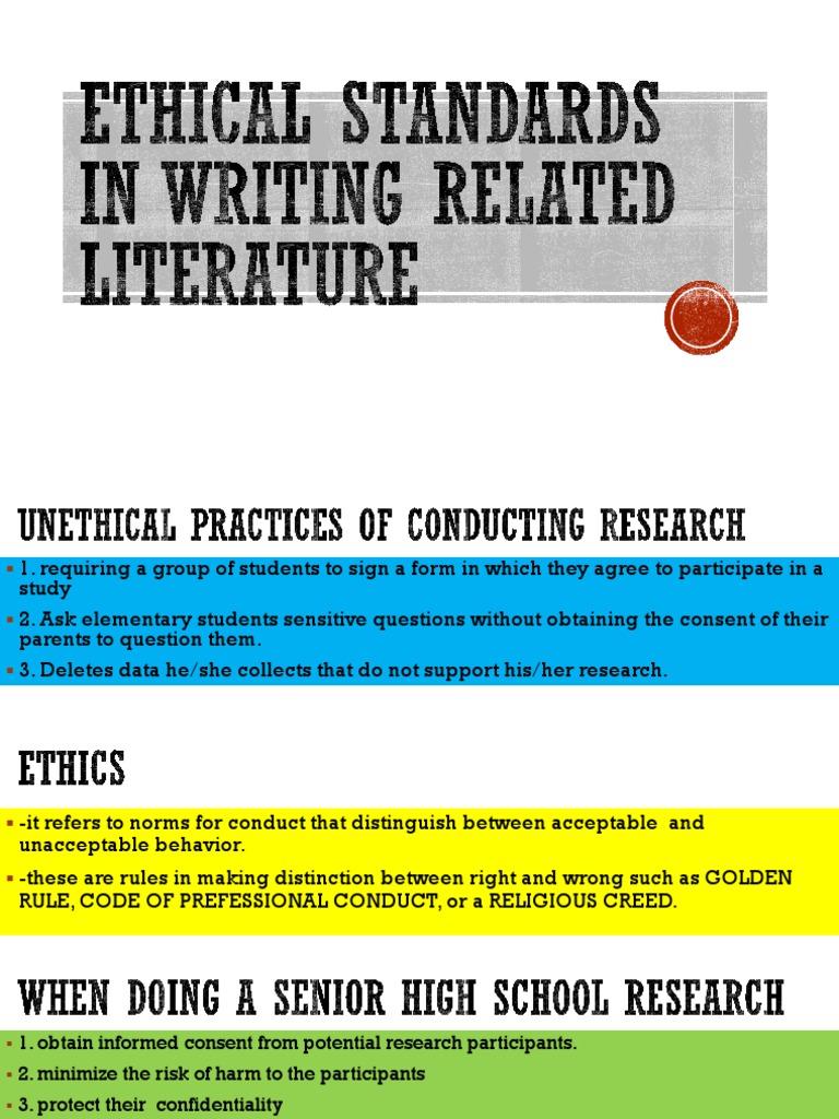 Ethical Standards In Writing Review Of Related Literature