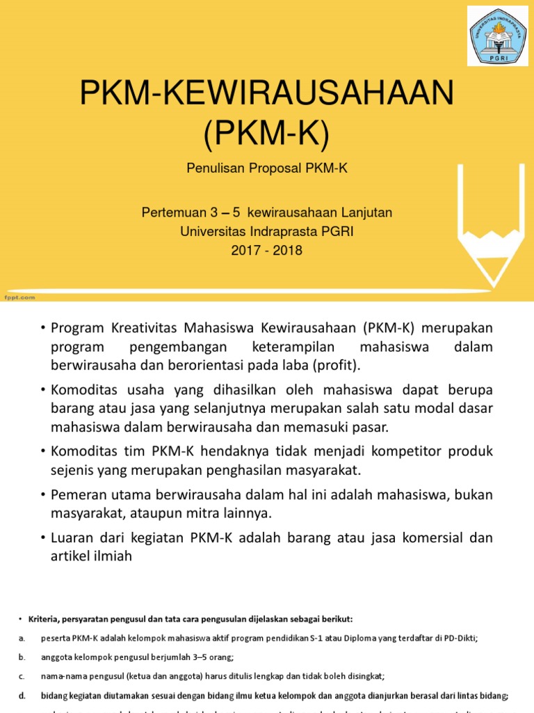 Panduan Proposal PKM-K Mahasiswa | PDF