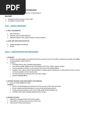 National Building Code - PD 1096 Summary