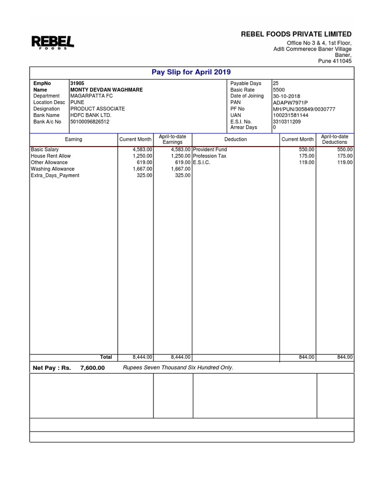 Salary Slip | PDF | Government Finances | Taxation