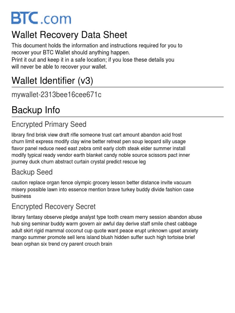 Wallet Recovery Backup Sheet - Mywallet-2313bee16cee671c | PDF | Backup |  Computing And Information Technology