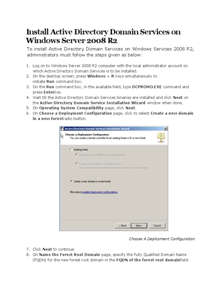 Install Active Directory Domain Services On Windows Server 2008 R2 PDF ...