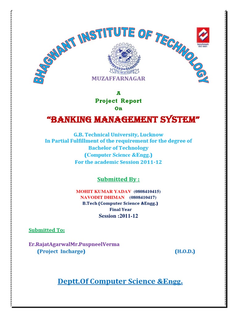 Banking Management System Project Report | PDF | Java (Software ...