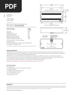Humbucker EMG 35HZ Instructions