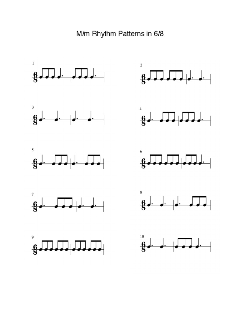 Musicians' Guide to 6/8 Rhythm Patterns | PDF