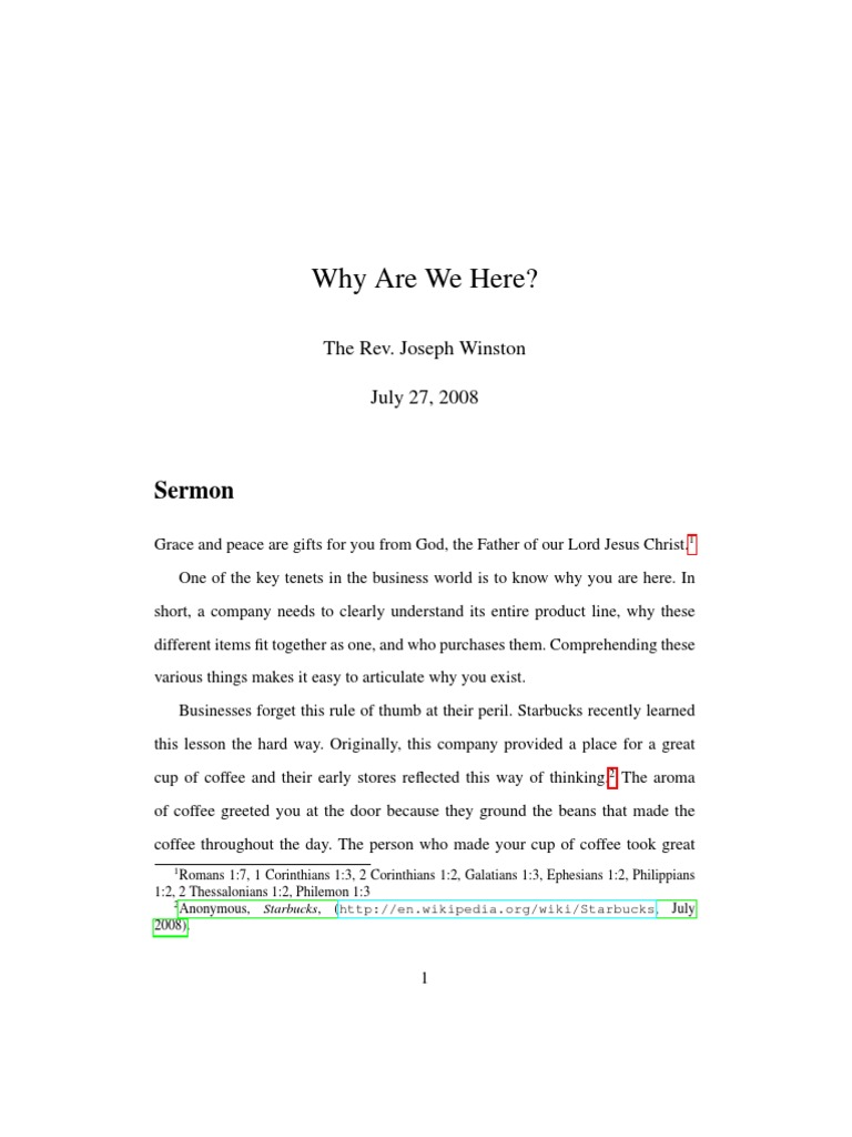 Why Are We Here? Sermon PDF Christian Church Jesus
