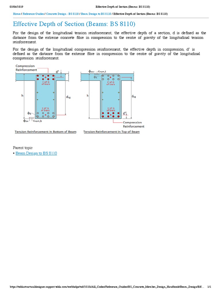 Effective Depth of Section (Beams - BS 8110) | PDF