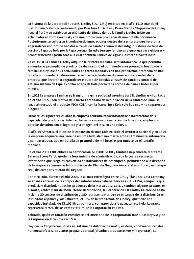 La Historia de La Corporación José R | PDF | Lima | Marca
