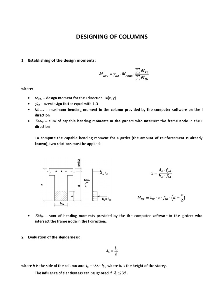 Designing of Columns: Establishing of The Design Moments | PDF ...