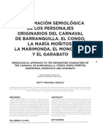 Aproximación Semiológica de Los Personajes Originarios Del Carnaval de Barranquilla. El Congo, La María Moñitos, La Marimonda, El Monocuco y El Garabato PDF