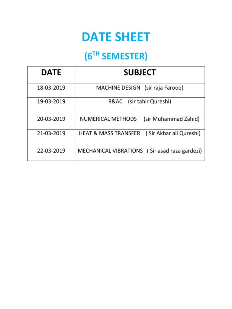 Date Sheet Proposal | PDF