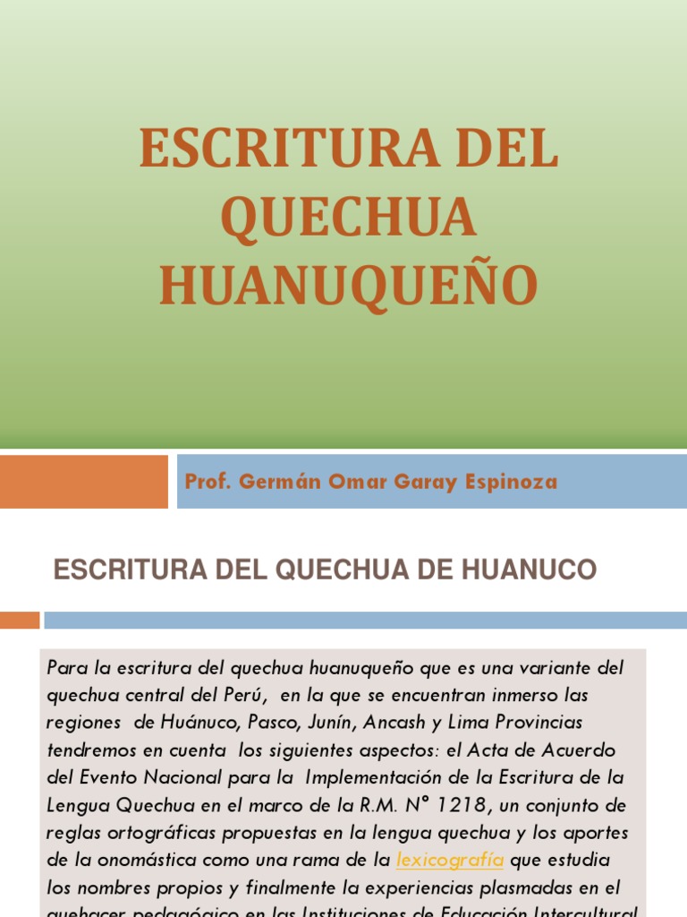 Escritura Quechua Docentes 2018 | PDF | Palabra | Género gramatical