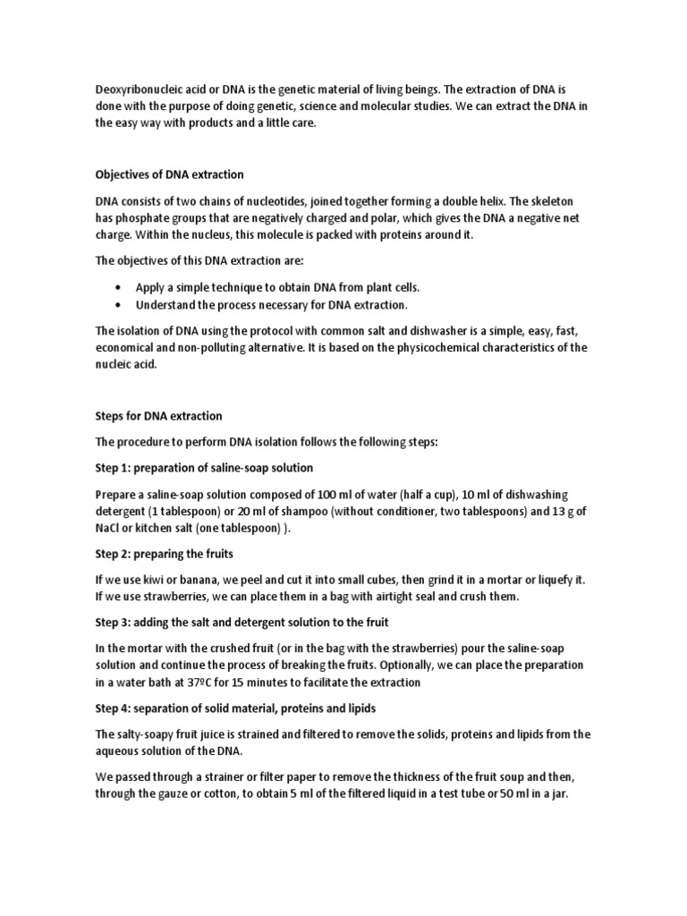 Lab 3 Dna Extraction 11 B | PDF | Dna | Cell (Biology)