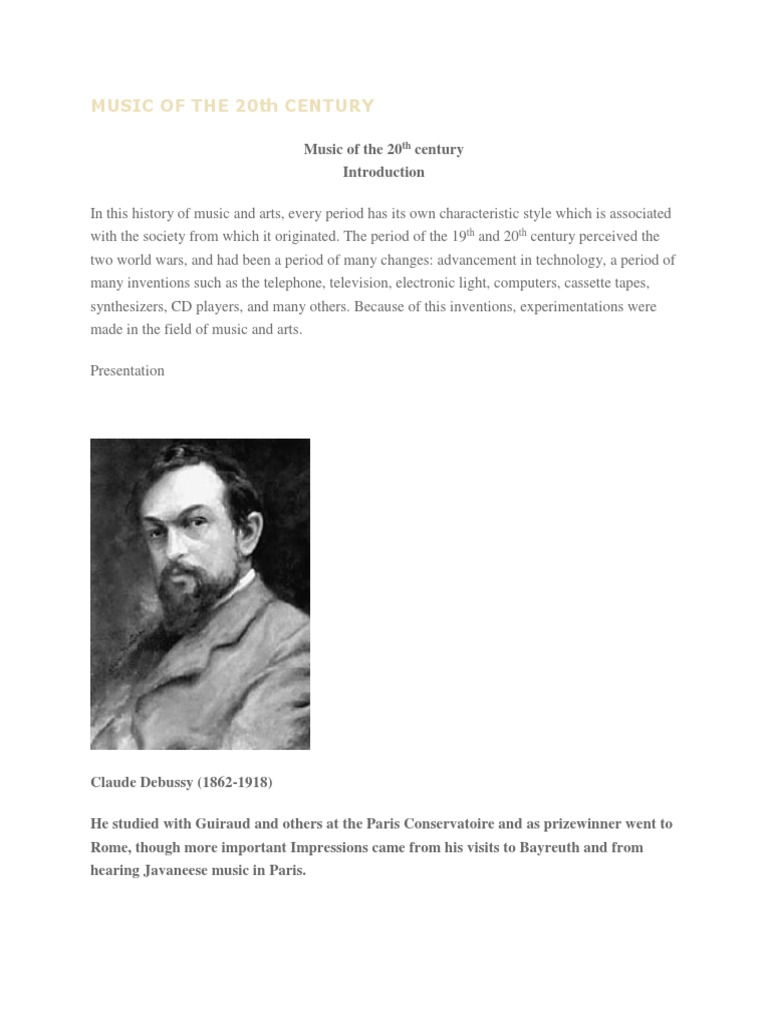 Music of The 20th Century PDF Impressionism Expressionism
