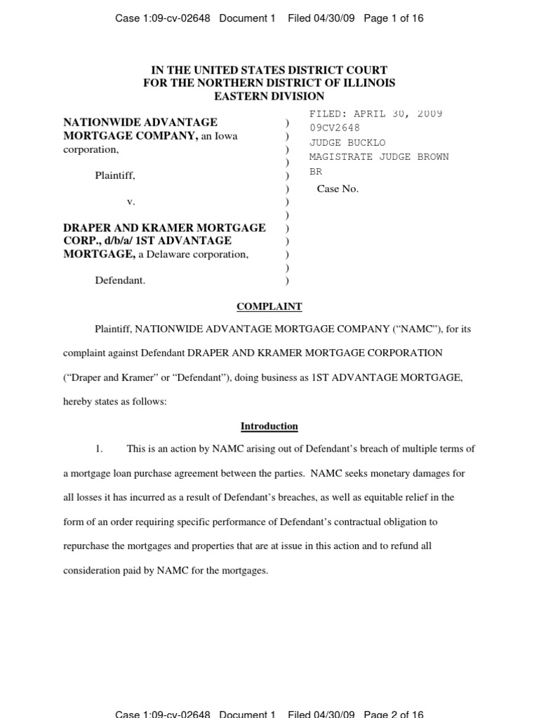 NATIONWIDE ADVANTAGE Vs Draper Kramer PDF Government National Mortgage Association Loans