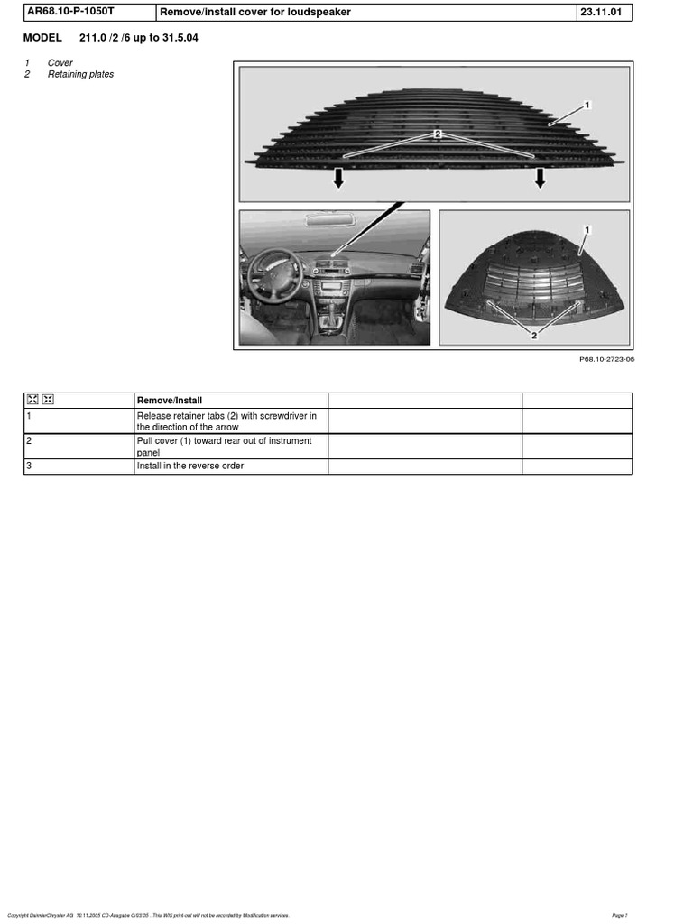 1 Cover 2 Retaining Plates Remove/Install PDF Motor Vehicle Land