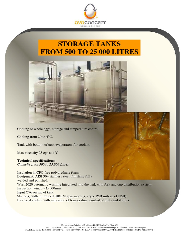 Storage Tanks From 500 To 25 000 Litres Technical Specifications Pdf