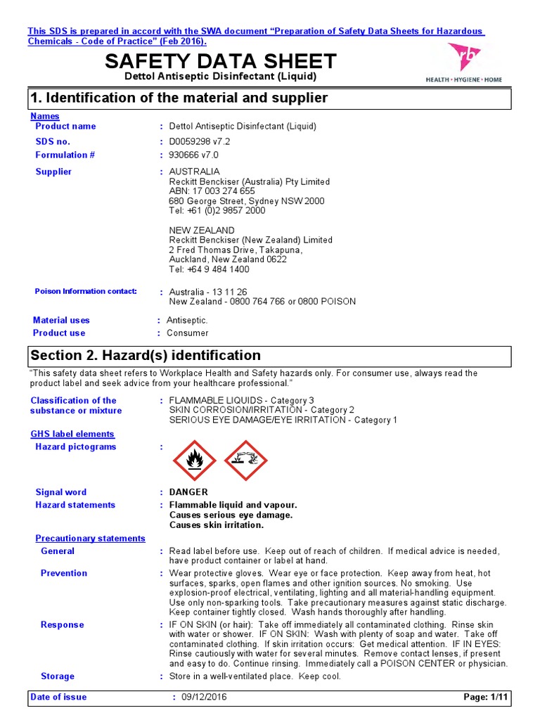 Dettol Antiseptic Liquid v7.2 D0059298 PDF Toxicity Firefighting