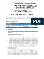 Prácticas Pre Profesionales de La Salud No Médicas Convocatoria 2019 P.S. 001-PRA-RALLI-2019
