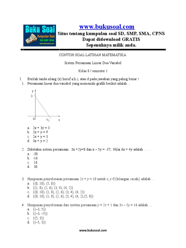4 Contoh Soal Latihan Matematika Sistim Persamaan