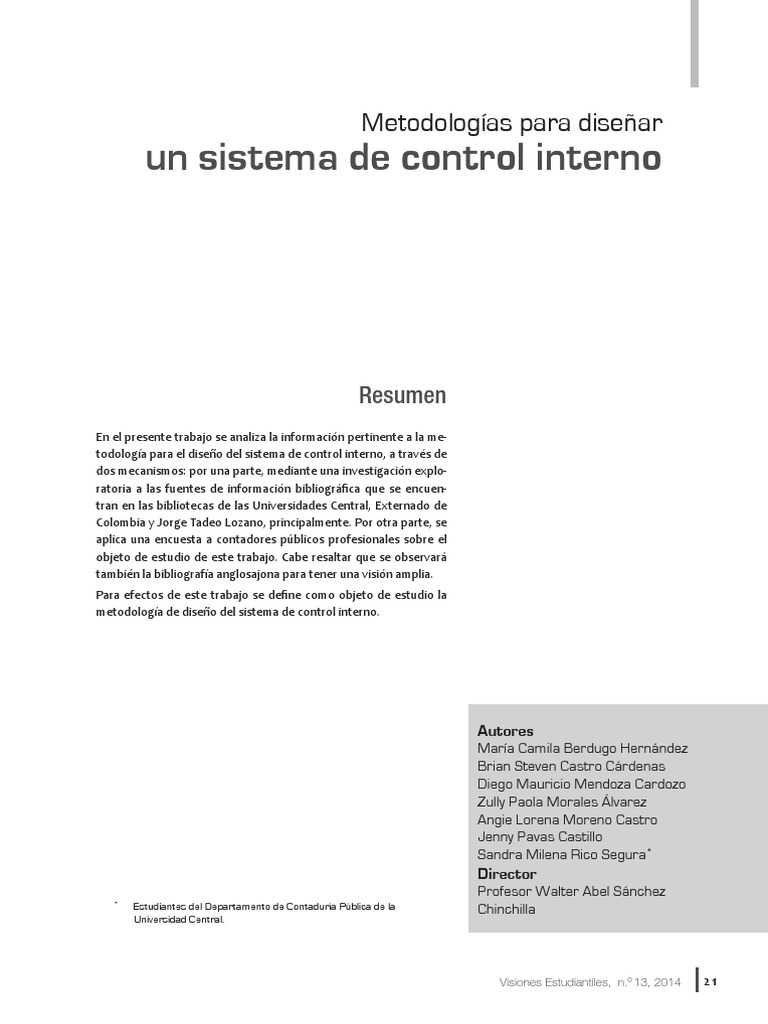 Sistema de Control Interno | PDF | Diseño | Sistema