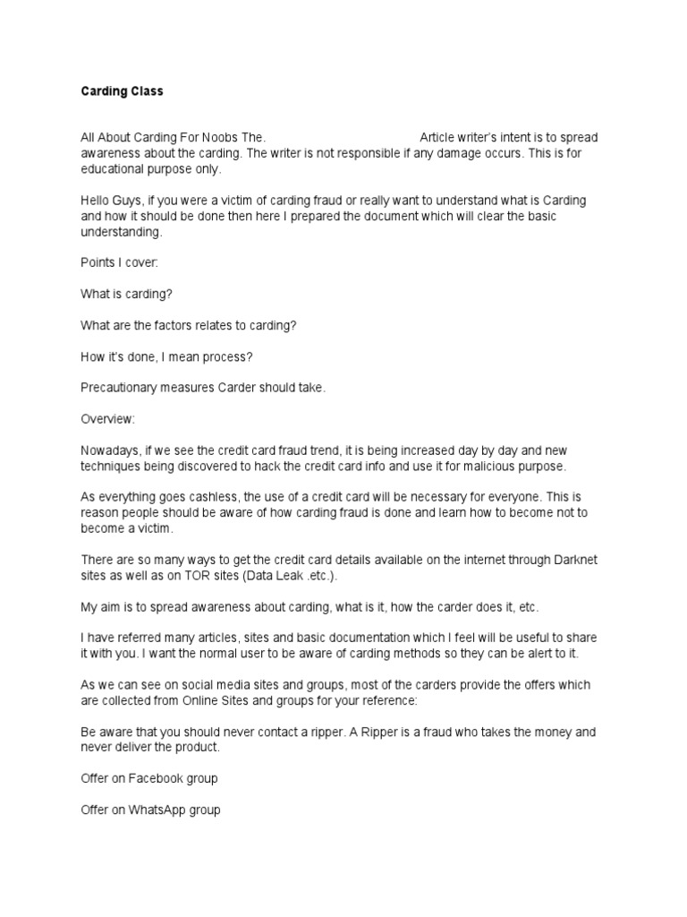 Carding Class PDF Visa Inc. Credit Card