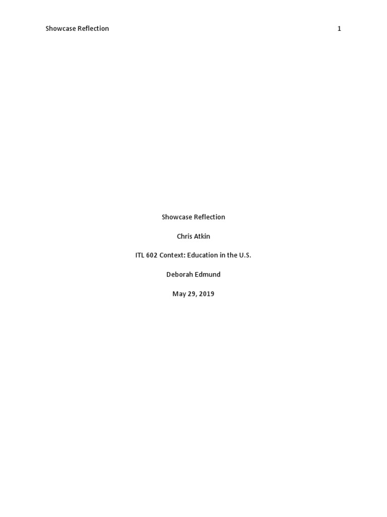 Showcase Reflection | PDF | Teachers | Learning