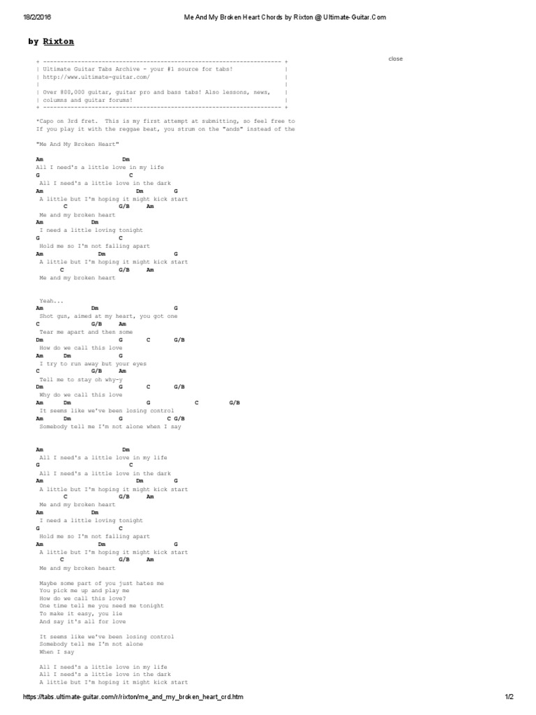 Me and My Broken Heart Chords | PDF | Guitars | Celtic Musical Instruments, image size:768x1024