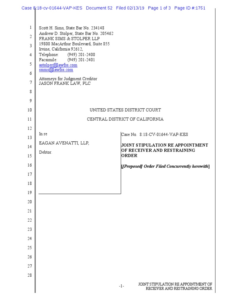 Case 818cv01644VAPKES Document 52 Filed 02/13/19 Page 1 of 3 Page