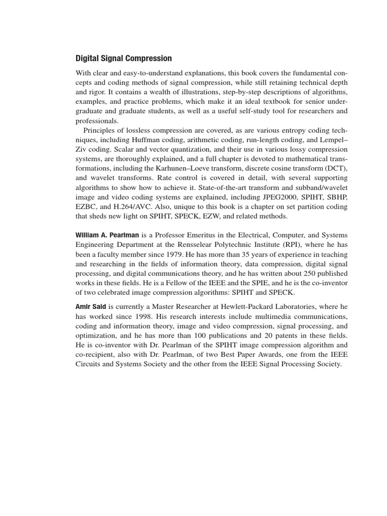 Digital Signal Compression PDF Data Compression Algorithms
