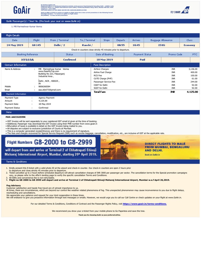 HY6S9A Date Flight From / Terminal To / Terminal Stops Departs Arrives