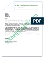 Discharge Letter After Termination From Employment