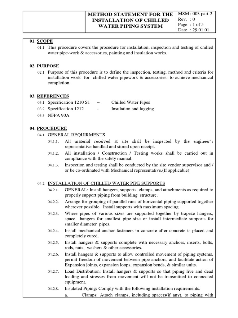 Chilled Water Piping Installation Method | PDF | Pipe (Fluid Conveyance ...