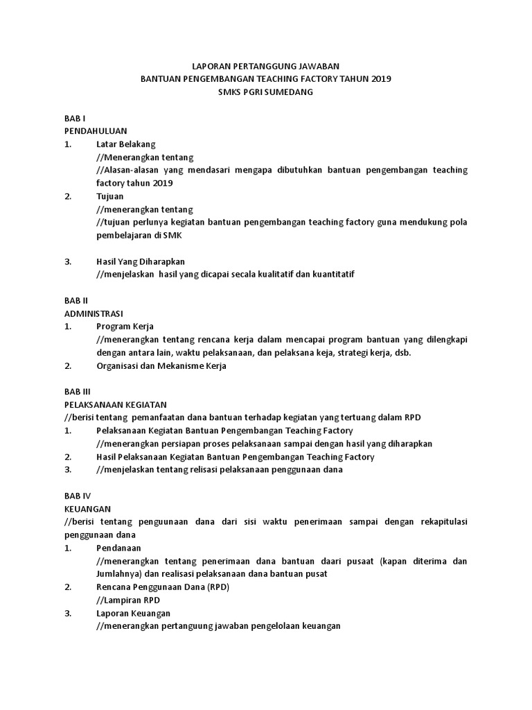 Laporan Pertanggung Jawaban