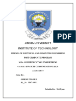 Jimma University Institute of Technology: Post Graduate Program M.Sc. Communication Engineering