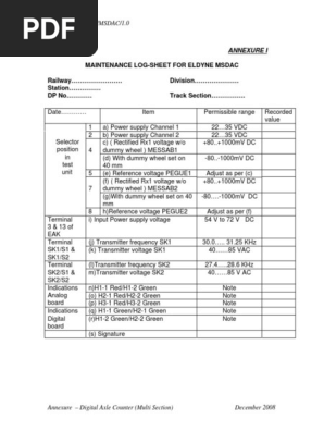 Maintenance Log Sheet