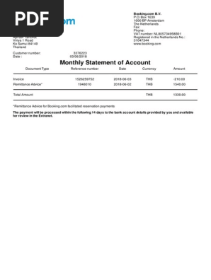 Monthly Statement of Account
