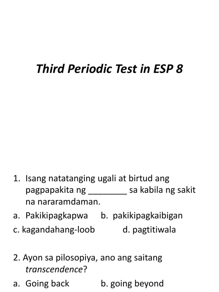 Third Periodic Test in ESP 8 | PDF