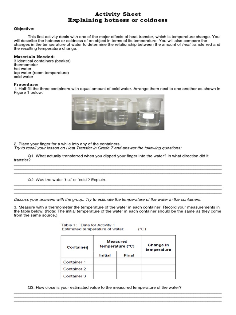 Heat Activity | PDF | Temperature | Thermometer