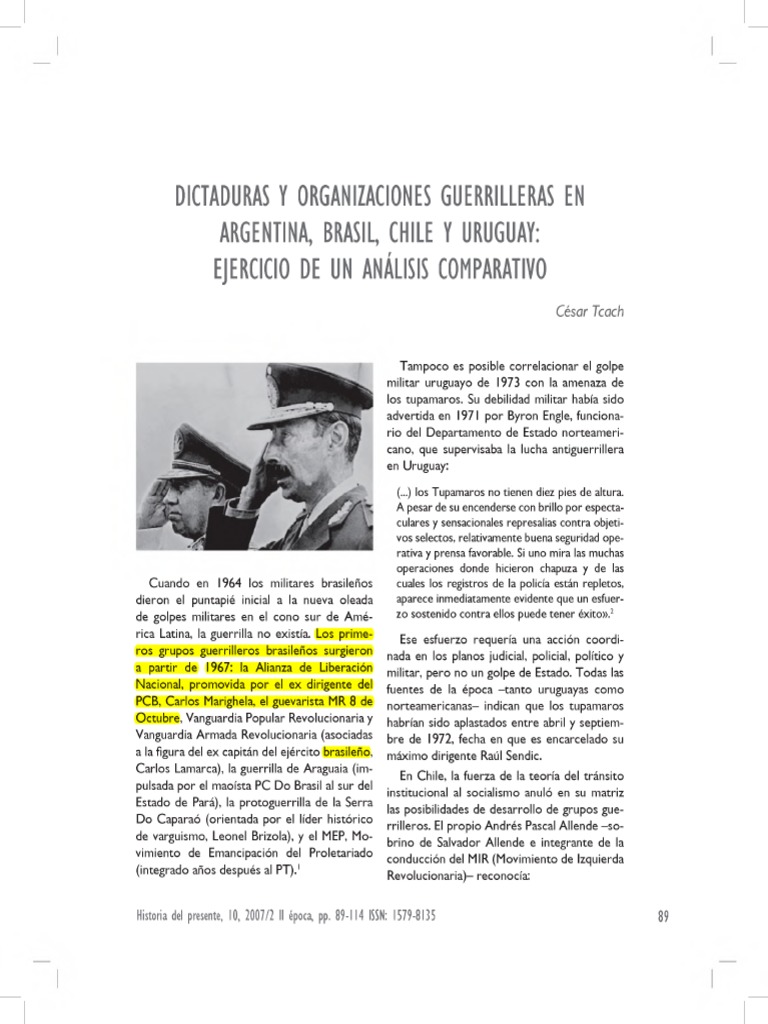 Dictaduras y Organizaciones Guerrilleras en Argentina, Brasil, Chile y ...