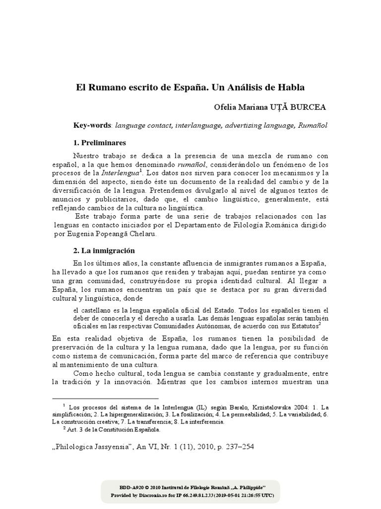 El Rumano I Escrito de España | PDF | Multilingüismo | Lengua española