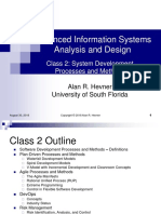 Advanced Information Systems Analysis and Design: Class 2: System Development Processes and Methods