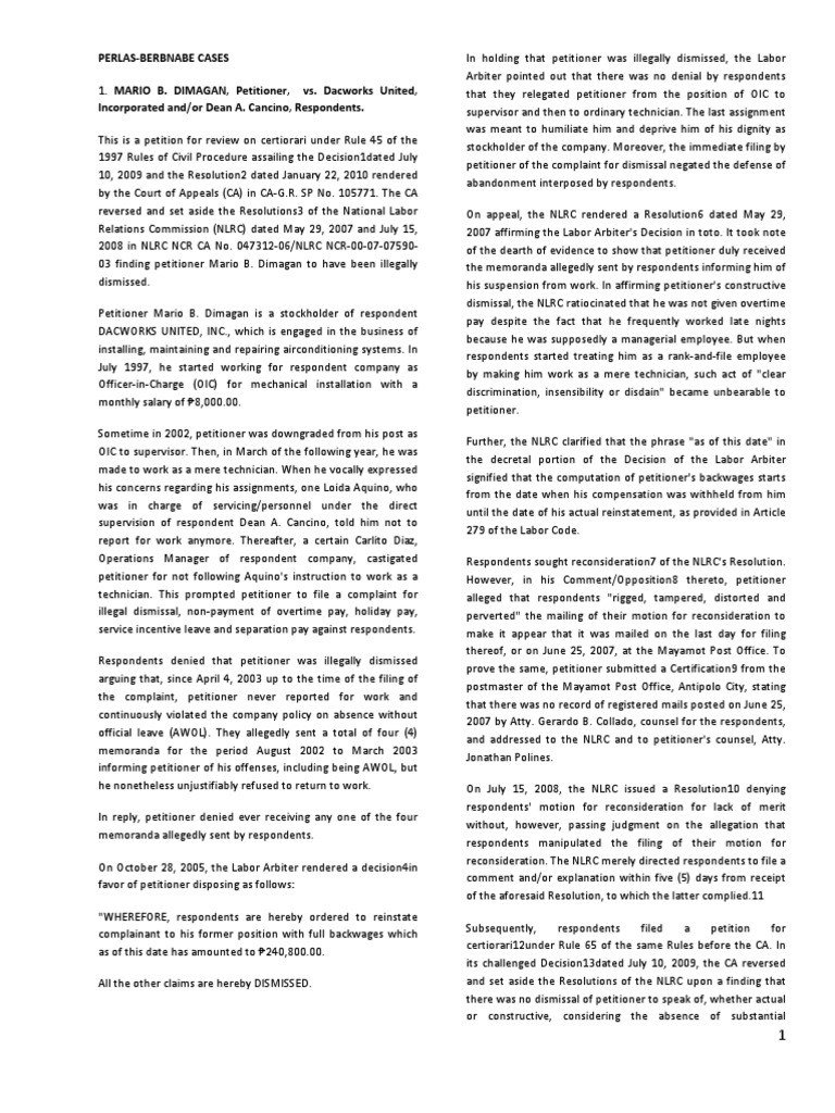 PerlasBernabe Cases PDF Certiorari Lawyer